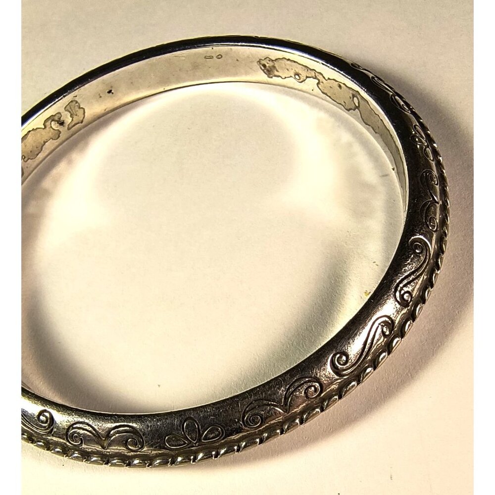 Brighton Vintage Silver Scroll Engraved Bangle Bracelet Antique Style - Picture 2 of 5